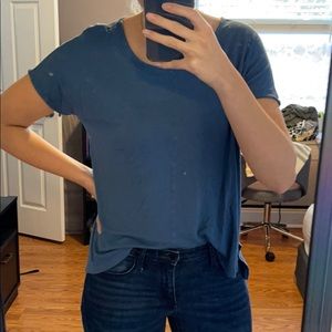 Slate blue cotton tee with front seam detail